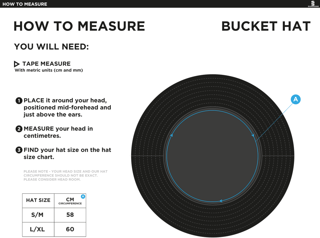 Dual Bucket Hat - Royal - Size Guide