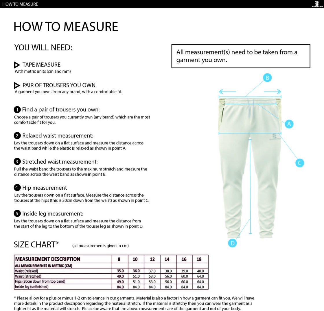 ISLAND BAKERIES CC Ergo Playing Women`s Pant - Size Guide
