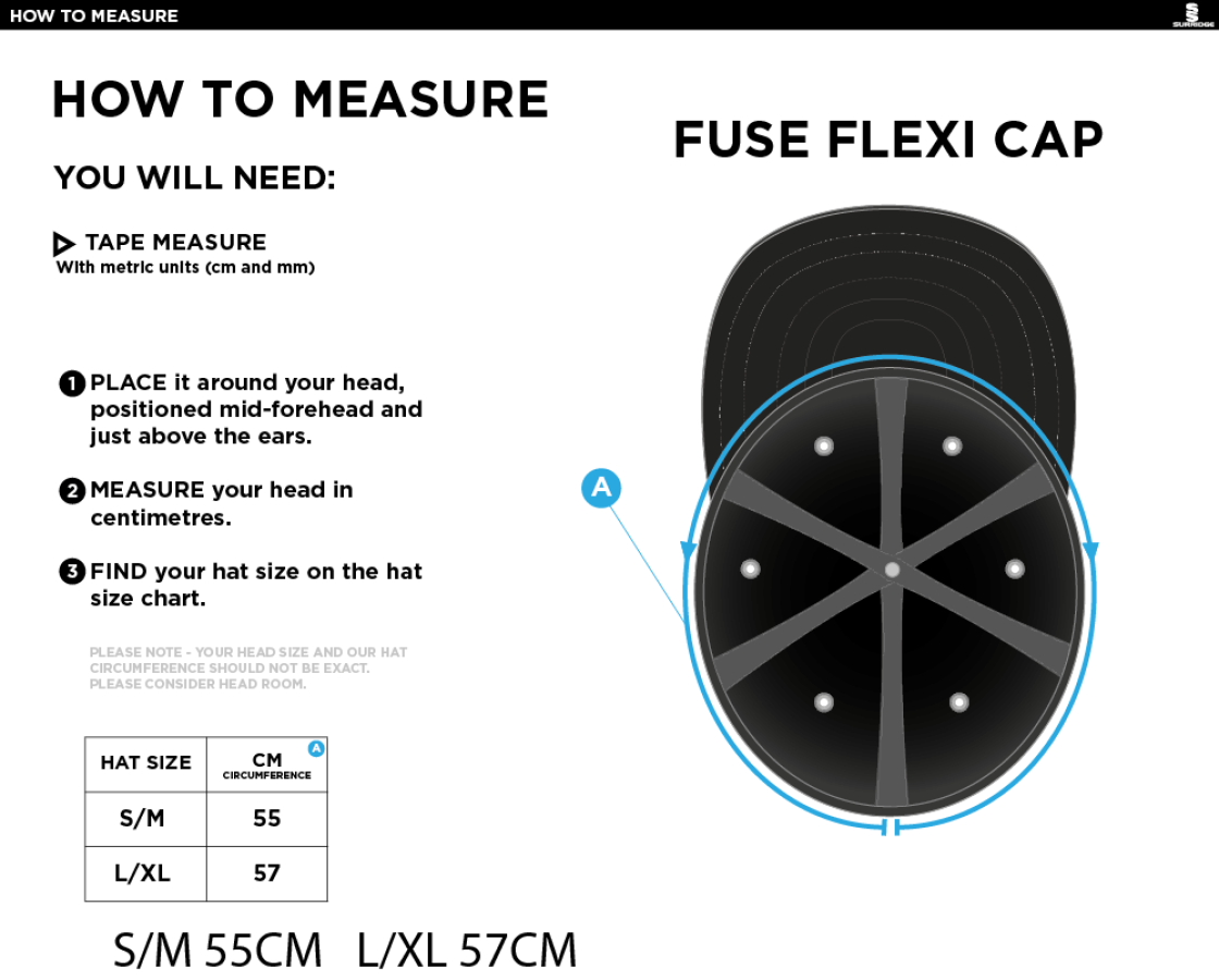 ISLAND BAKERIES CC Fuse Flexi Cap - Navy - Size Guide