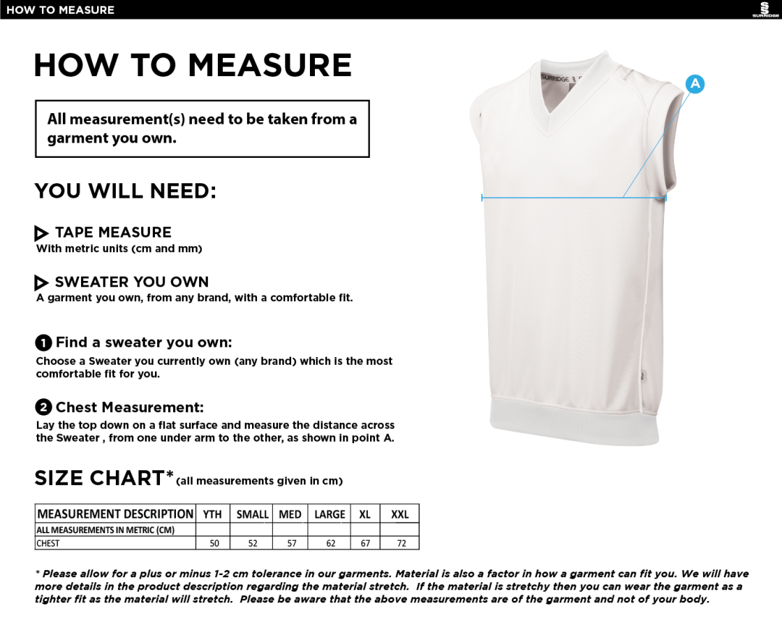 Island Bakeries CC - Curve Sleeveless Sweater - Size Guide