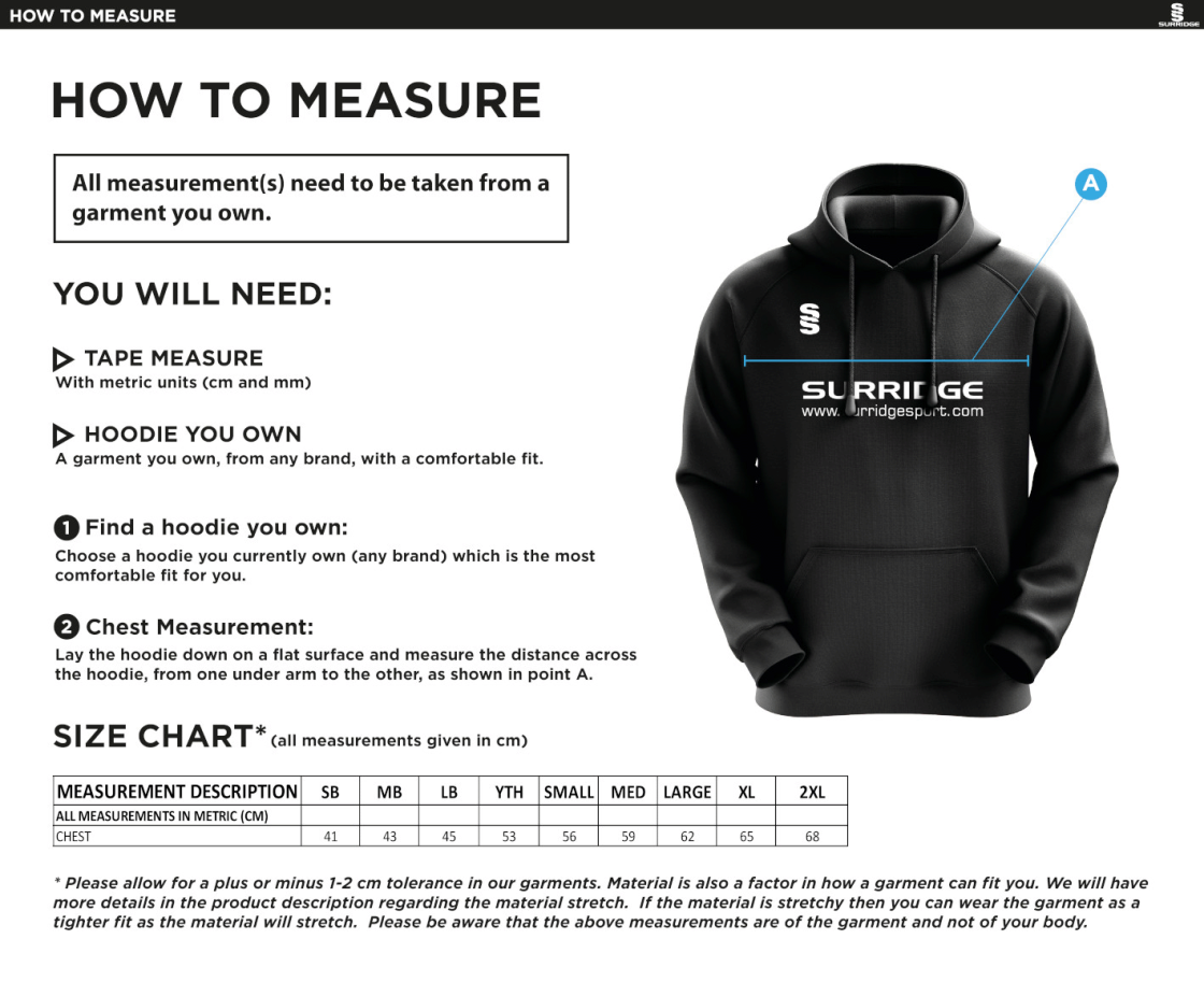 Island Bakeries CC - Blade Hoody - Size Guide