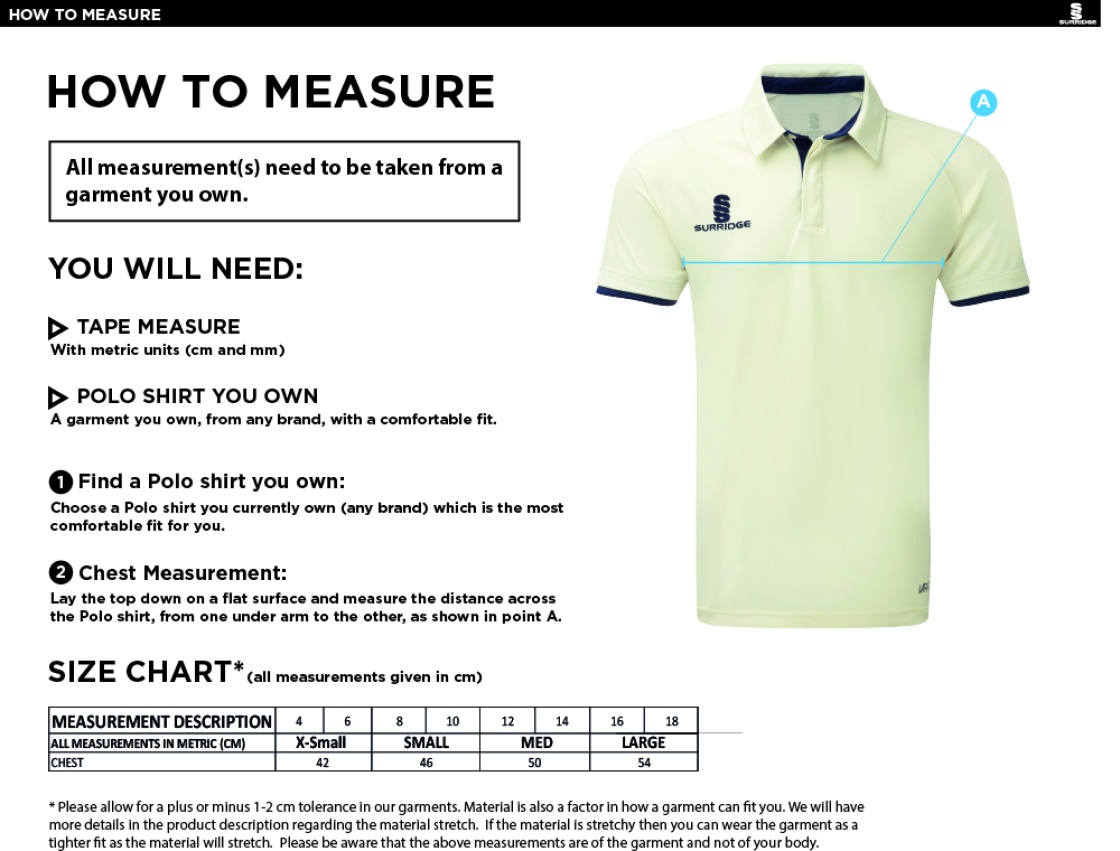 island bakeries cc Dual Cricket Shirt Short Sleeve Womens - Size Guide