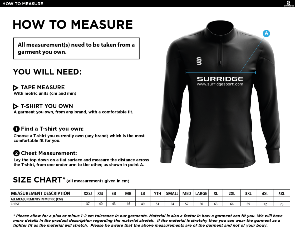 Island Bakeries CC - Blade Performance Top - Size Guide