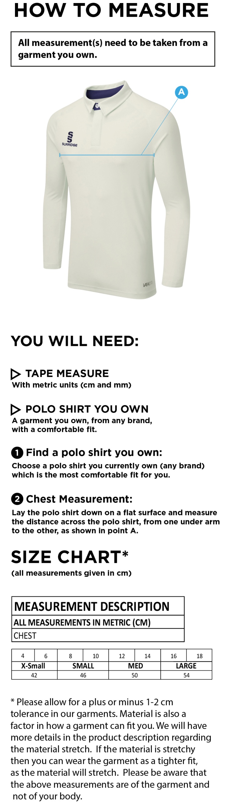 ISLAND BAKERIES CC DUAL LONG SLEEVE CRICKET SHIRT (WOMENS)-Ivory - Size Guide