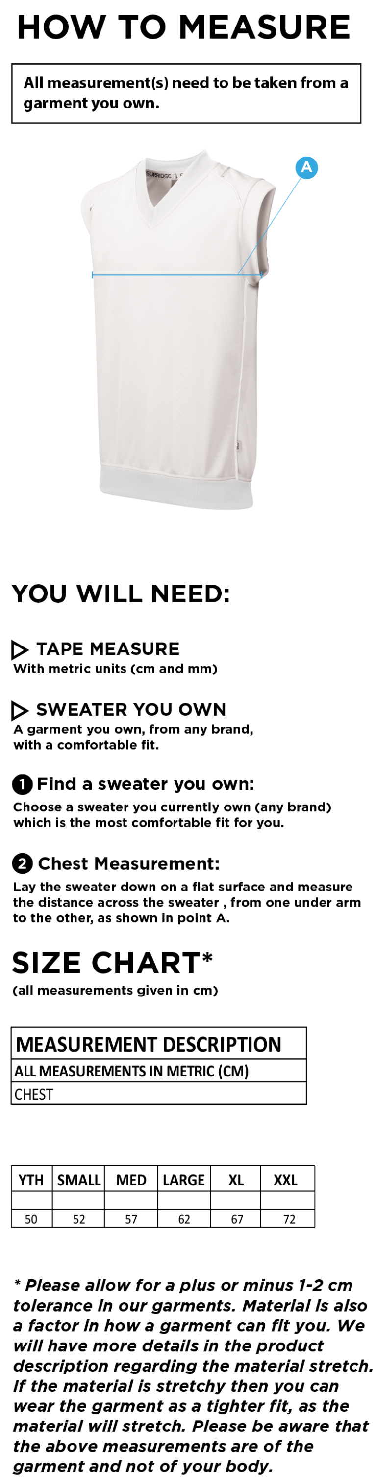 Island Bakeries CC - Curve Sleeveless Sweater - Size Guide