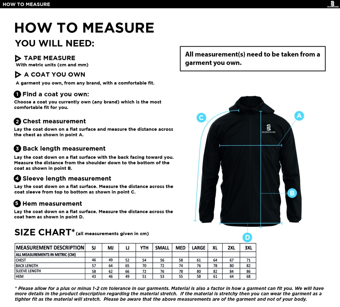 ISLAND BAKERIES CC Dual Elite 1/4 Zip Hoody / Rain Jacket : Navy - Size Guide