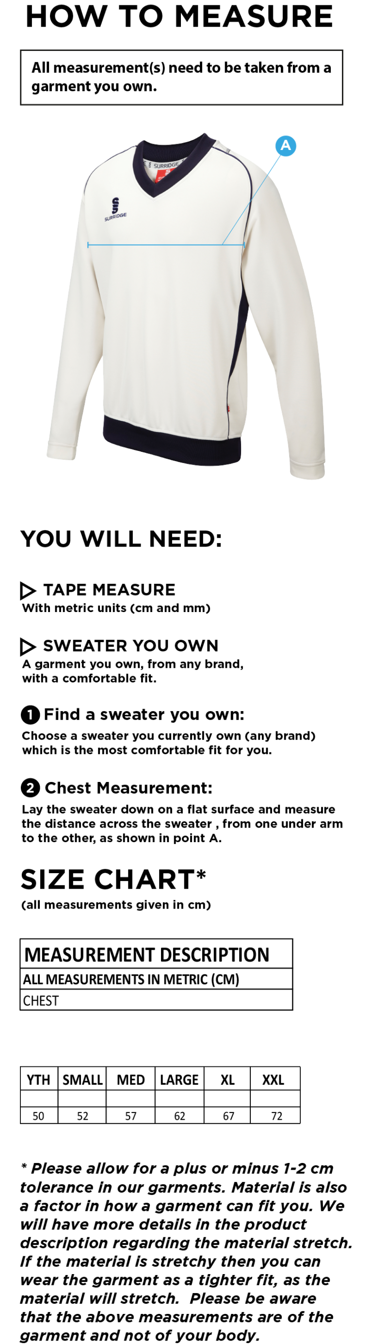 Island Bakeries CC - Curve Long Sleeve Sweater - Size Guide