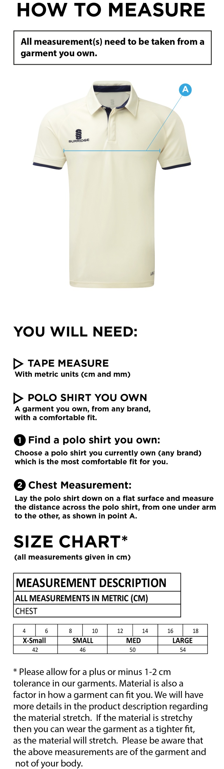 island bakeries cc Dual Cricket Shirt Short Sleeve Womens - Size Guide